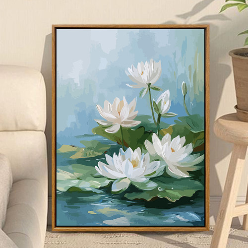 夏日荷花数字油画diy手工填色画