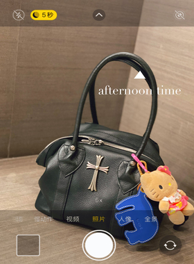 BAN CHIC 克萝心十字架大容量饺子包女25年黑色手提包单肩托特包