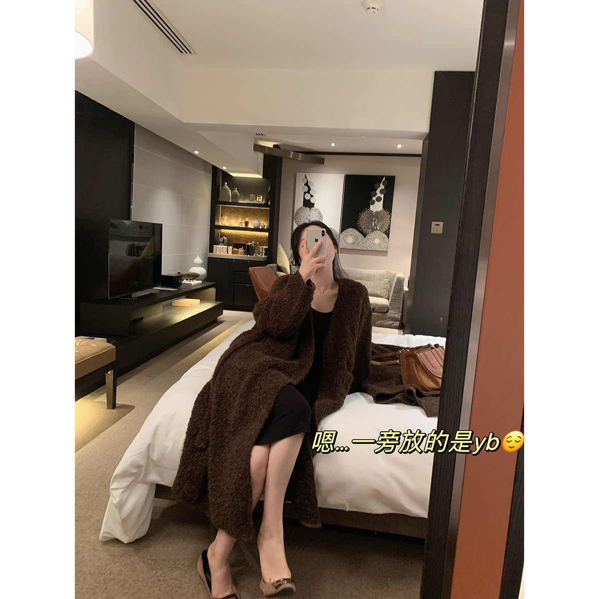 ban chic 意大利进口羊驼毛浴袍式开衫大衣女秋季慵懒风宽松外套