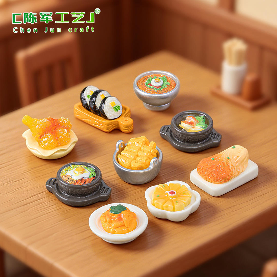 新款微景观创意石锅拌饭韩国料理食玩娃娃屋装饰品配件迷你小摆件