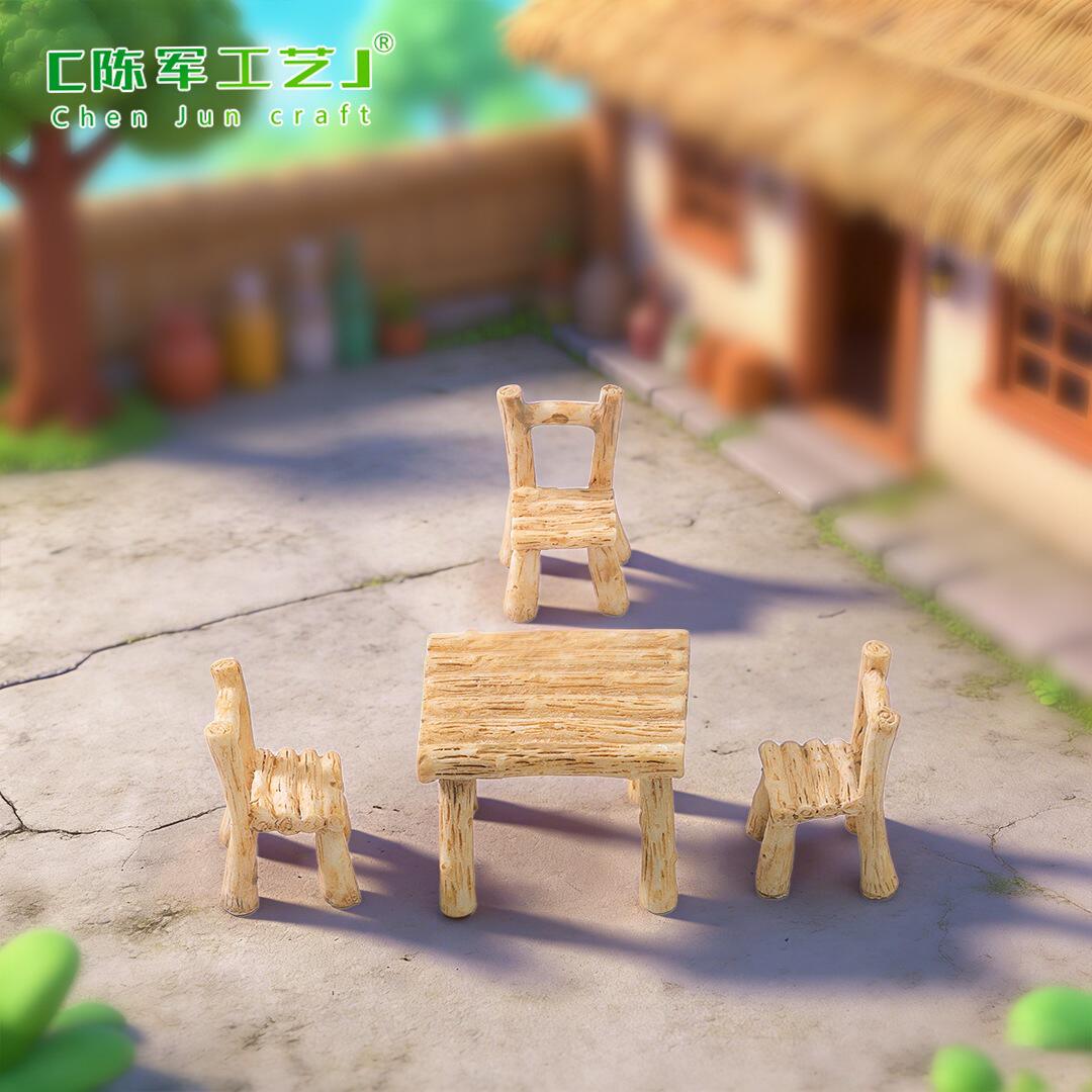 园艺方形桌椅苔藓微景观摆件造景