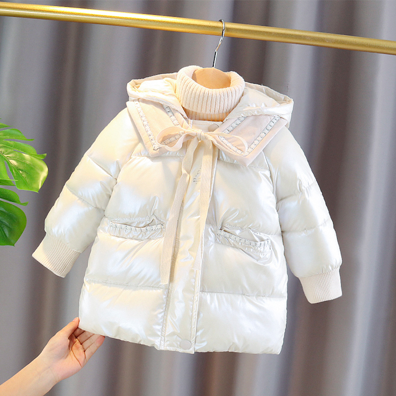 女童棉服加厚冬裝2020韓版兒童小香風(fēng)寶寶羽絨棉衣中長款棉襖外套