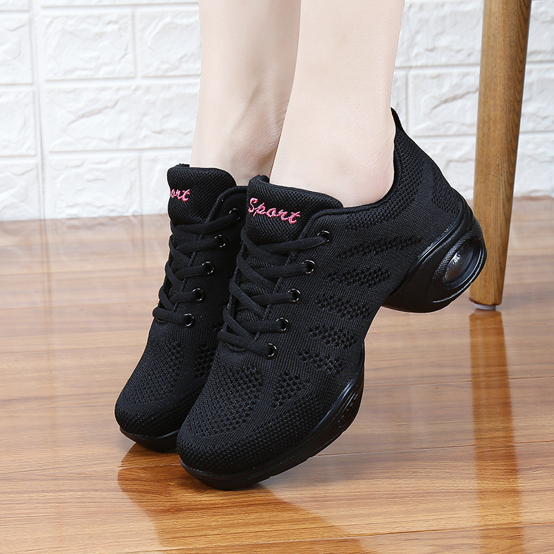 现代爵士水兵舞蹈鞋女成人广场舞鞋软底飞织网面跳舞鞋春夏季727