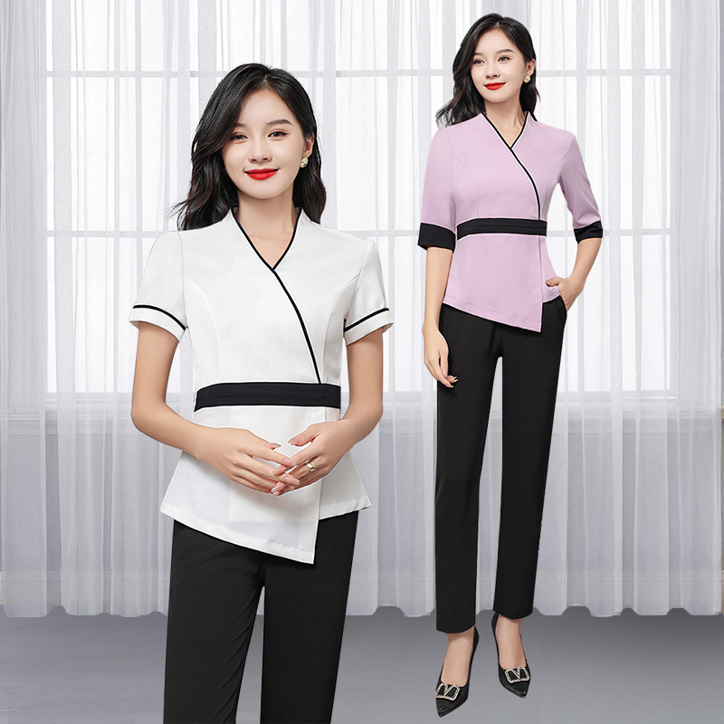 新款美容院美容师工作服女足疗头疗休闲会所技师制服套装K031
