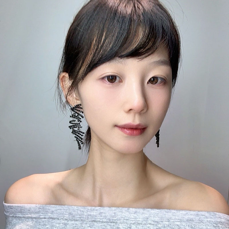 重工夸张长款镶嵌锆石耳环黑色晚宴礼服搭配耳坠高级感显瘦耳饰图片
