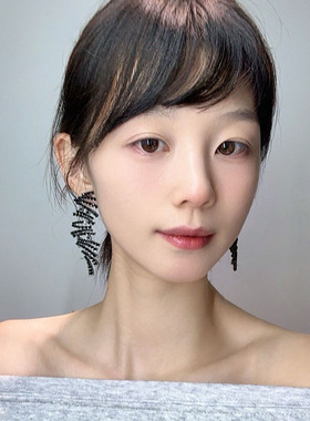 重工夸张长款镶嵌锆石耳环黑色晚宴礼服搭配耳坠高级感显瘦耳饰