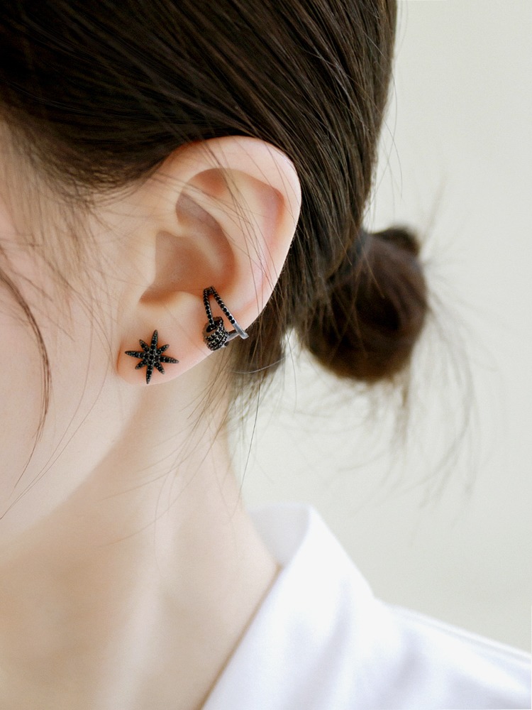 小众日韩风设计感黑色耳骨夹
