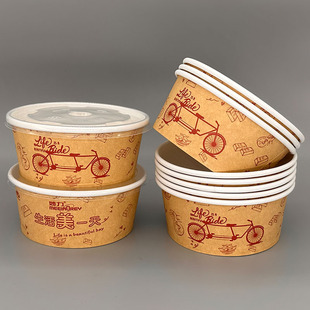 配筷子600ml可选配盖拌面凉皮水饺外卖打包加厚家用一次性纸碗