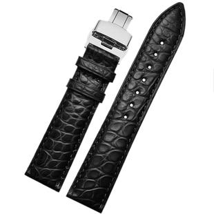 鳄鱼皮真皮表带 适配浪琴名匠欧米茄男女蝴蝶扣表链16 18 20 22mm