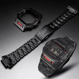 适配卡西欧DW5600 GWM5610系列改装升级机甲风格不锈钢表壳表带