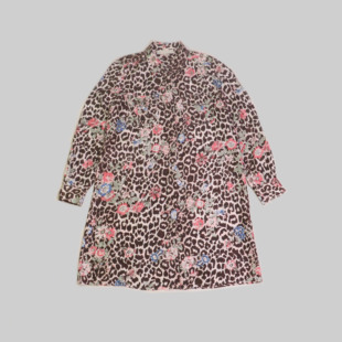 衬衣连衣裙 女士豹纹印花真丝长袖 刁蛮公主