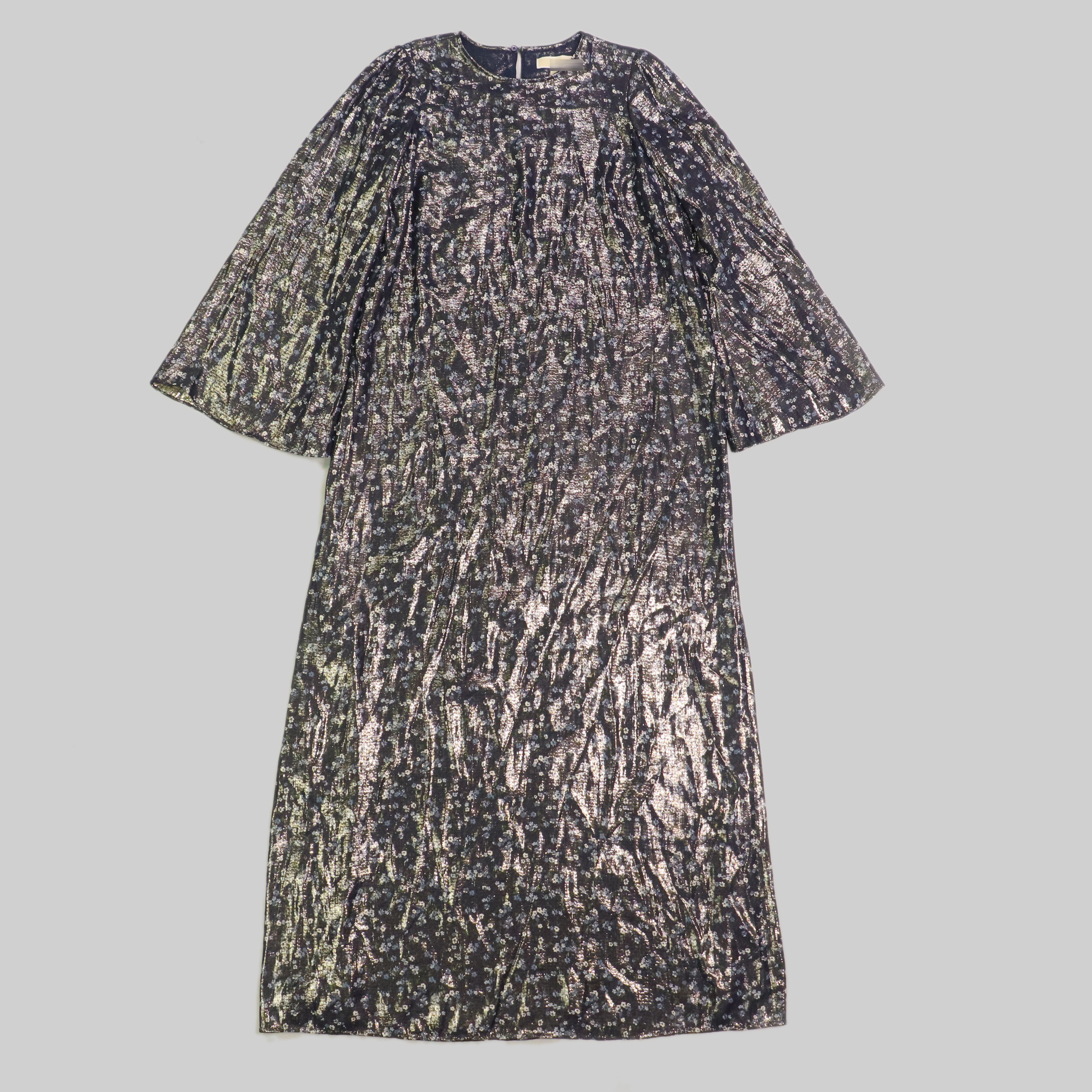 刁蛮公主 女士圆领金属丝印花真丝混纺喇叭长袖直身连衣裙K-2,女装/女士精品,连衣裙,淘宝优惠券,粉丝福利购,淘宝优惠卷