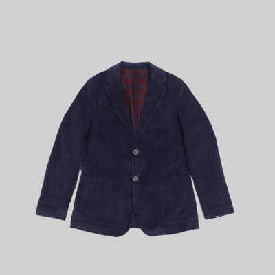 刁蛮公主 男士细坑灯芯绒单排扣贴口袋西装/ i