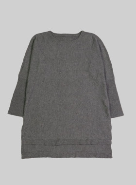 刁蛮公主 女士深灰色船领领长袖羊绒长上衣E-2