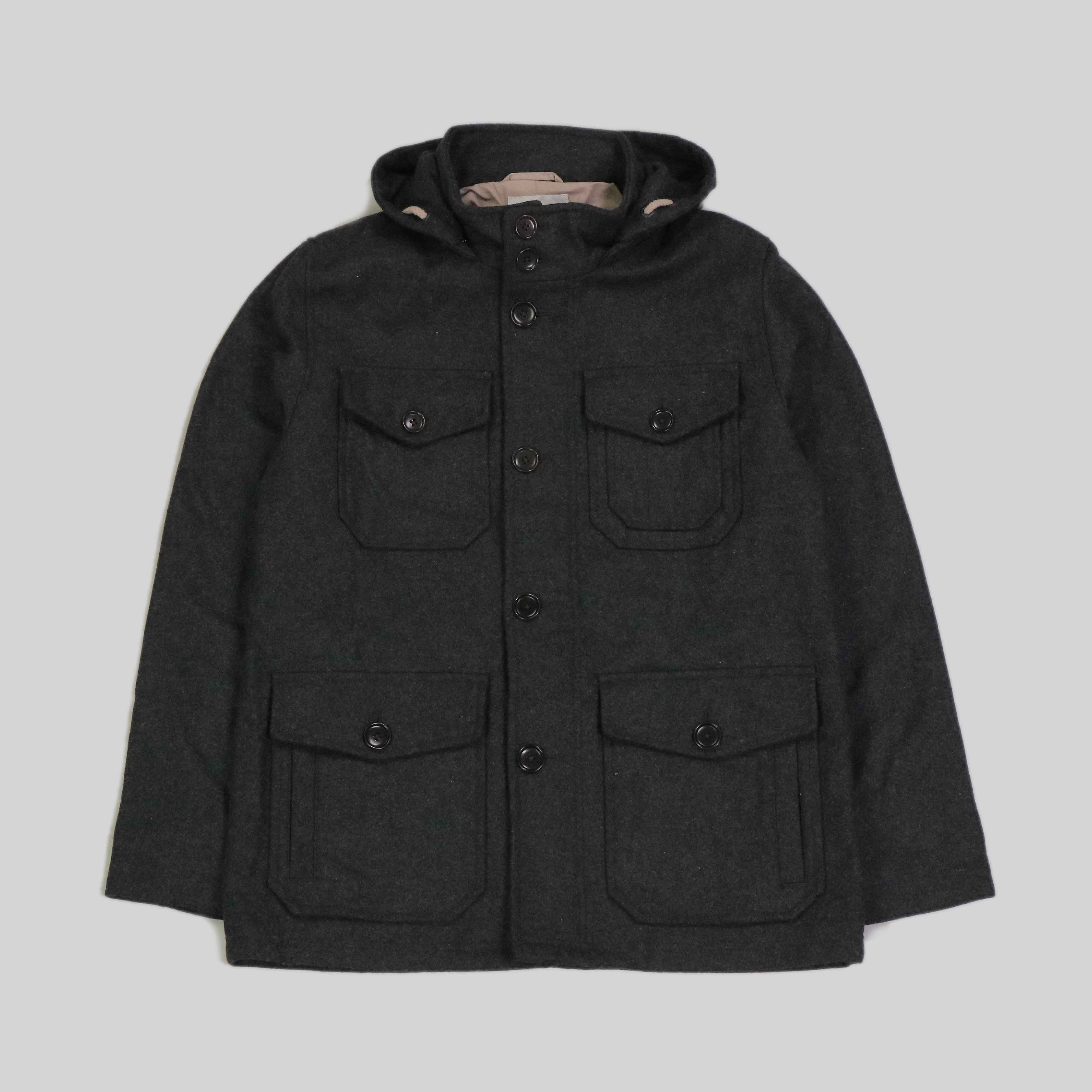 刁蛮公主男士立领可拆卸风帽全开襟拉链羊毛呢外套oz