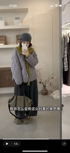 Lott皮有理秋冬爆款 百搭休闲保暖加棉外套 菱格纹棉服女新款