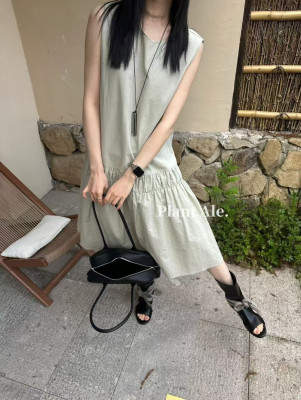 Plant Ale 【Rosy Oasis】清新风后背镂空设计感宽松显瘦连衣裙