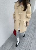 牛角扣苏丽羊绒羊毛大衣女中长款 Etoile 韩代秋冬新款 鹅黄外套