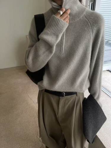 Welover韩代冬新款半拉链高领毛衣女百搭休闲羊毛兔绒毛衣显瘦