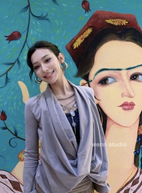 【wennstudio】独家y2k涩谷辣妹d.i.a 项链＋荡领假两件长袖上衣