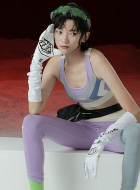 TUFN紫色拼接瑜伽健身速干跑步防震运动背心内衣bra个性原创设计