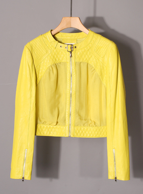 1佩妮美丽 郭系列春秋立领修身通勤显瘦真皮皮衣A14S161L