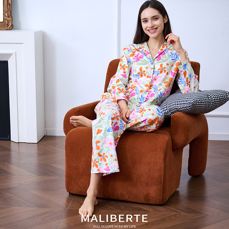 Maliberte/黎贝蒂专柜印花睡衣家居服女套装舒适高档