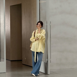 摩登mdeng197极简风宽松苎麻衬衫 防晒显瘦上衣H230 女2026春夏新款