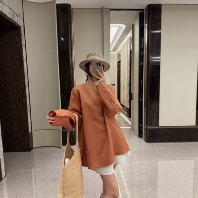 摩登197苎麻圆领后拉链上衣