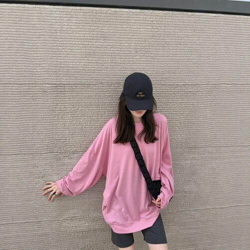摩登197宽松纯色长袖T恤女秋