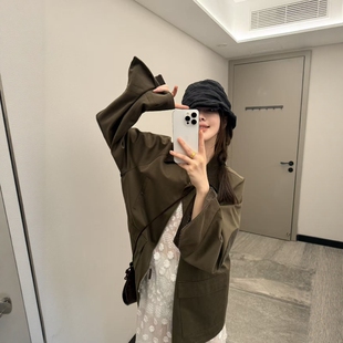 摩登mdeng197 复古翻领羊毛外套女2026春新宽松休闲百搭夹克1F863