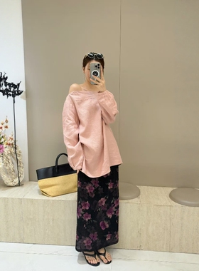 摩登197复古碎花半身裙女2026夏季新高腰显瘦直筒后开叉半裙2F050