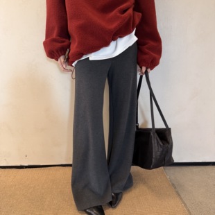 Y851 气质长裤 摩登mdeng197高腰弹力醋酸羊毛显瘦微喇裤 女2025冬款