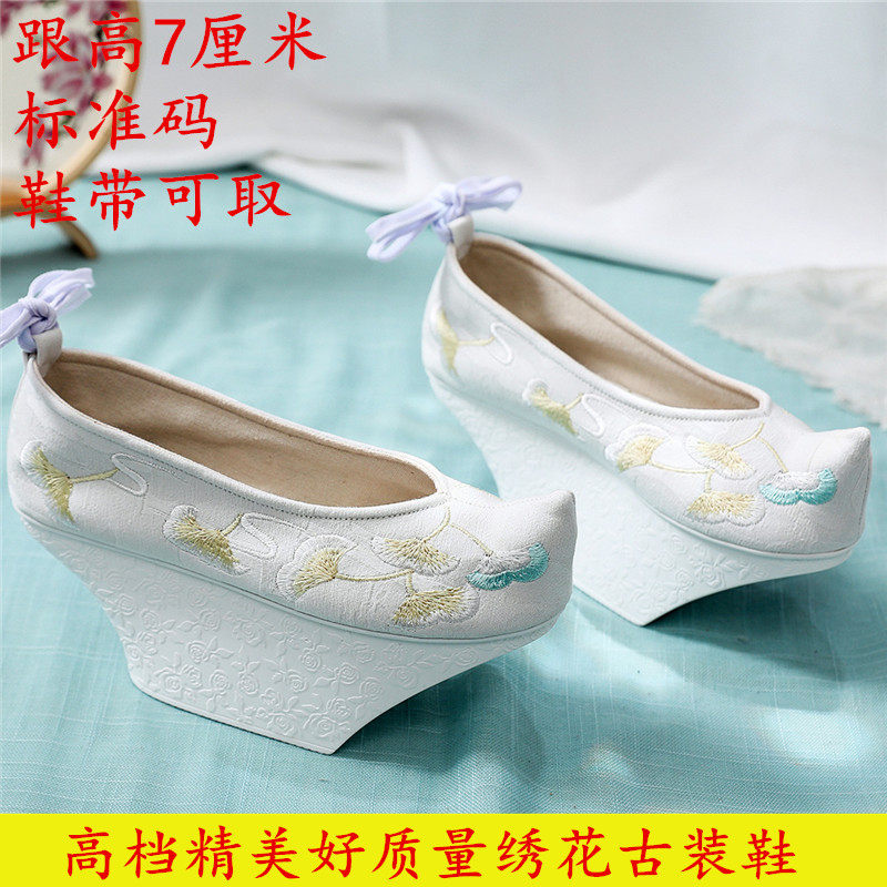 2021新款汉服原创花盆底鞋女中国风厚底高跟花盆鞋精美绣花汉服鞋
