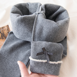 女童打底裤秋冬款薄绒纯棉宝宝裤子外穿中厚纯棉儿童春秋长裤加绒