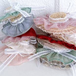 娃娃玩偶配饰周边草编花边迷你太阳帽遮阳纱帽可爱手作手工制品