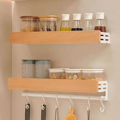 The walnut wood kitchen shelf house has a multi-purpose acup