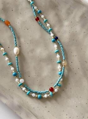 The new Chinese green pinestone pearl necklace is so fresh a