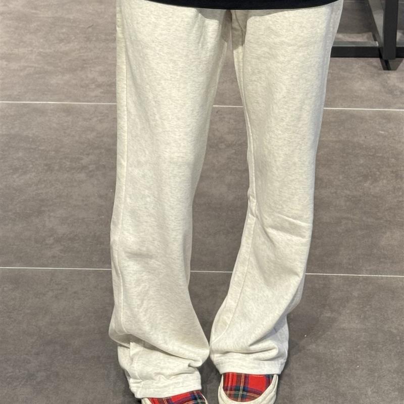 White gray sports pants with velvet cleanfit twigs and twigs