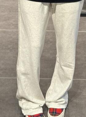 White gray sports pants with velvet cleanfit twigs and twigs