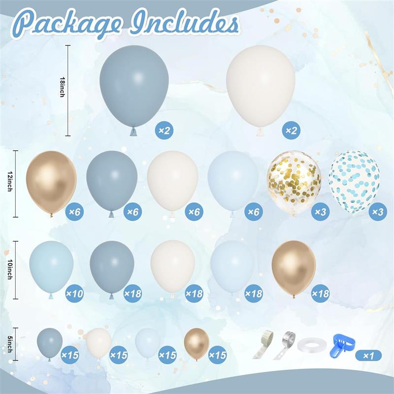 180 pcs gray blue gel balloon arc garland decorative props
