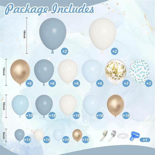 180 pcs gray blue gel balloon arc garland decorative props