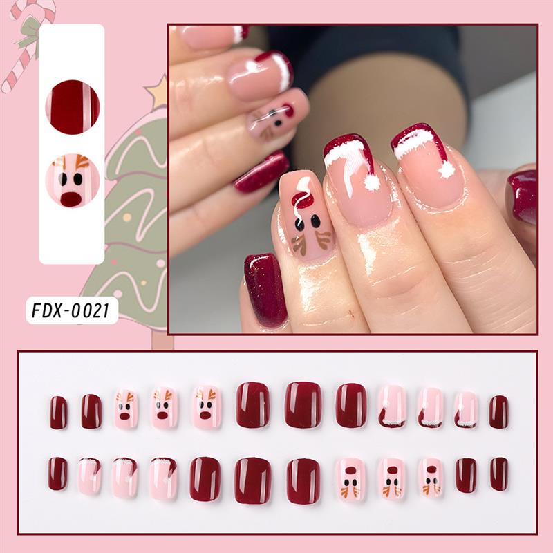Twenty-four Christmas mooses in red with nails short enough
