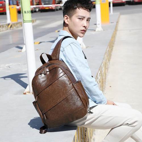 Two-hand-bag male pup-skin-stylish mens book bag, Korean ve