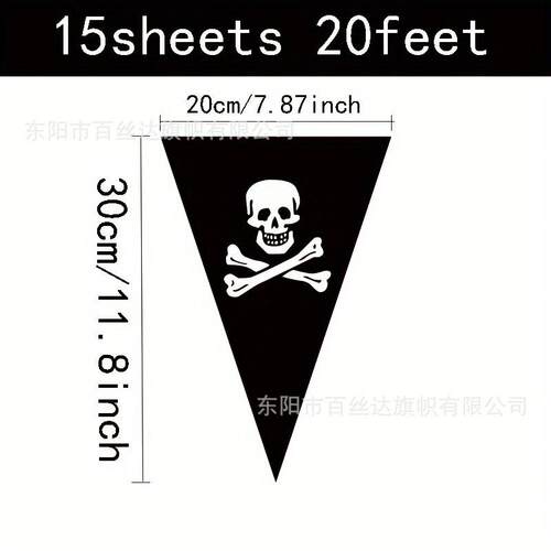 Pirate skull triangle flag, skull flag, Halloween flag, Hall