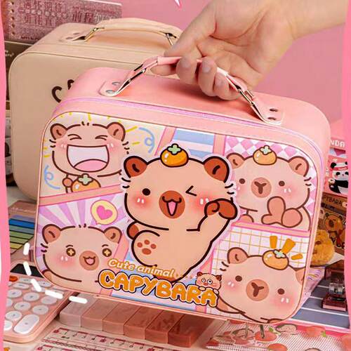 Cute cartoon cappella make-up packs are custom-made with PU