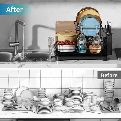 Kitchen shelf dishes are loaded with asphalted water racks w
