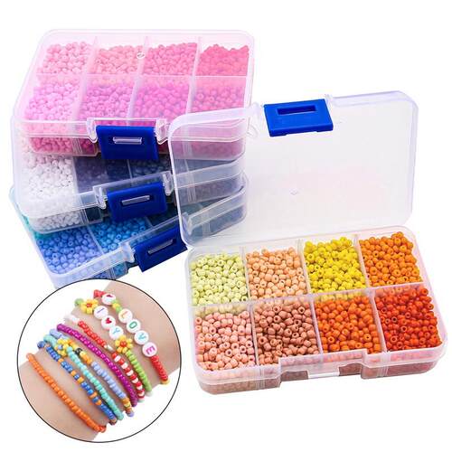 8-gauge 3-mm glass-coloured rice bead pack.