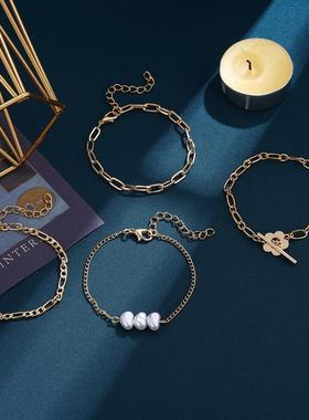 O.T.E.O.O.O.T. Metal bracelets. Womens creative pearls.