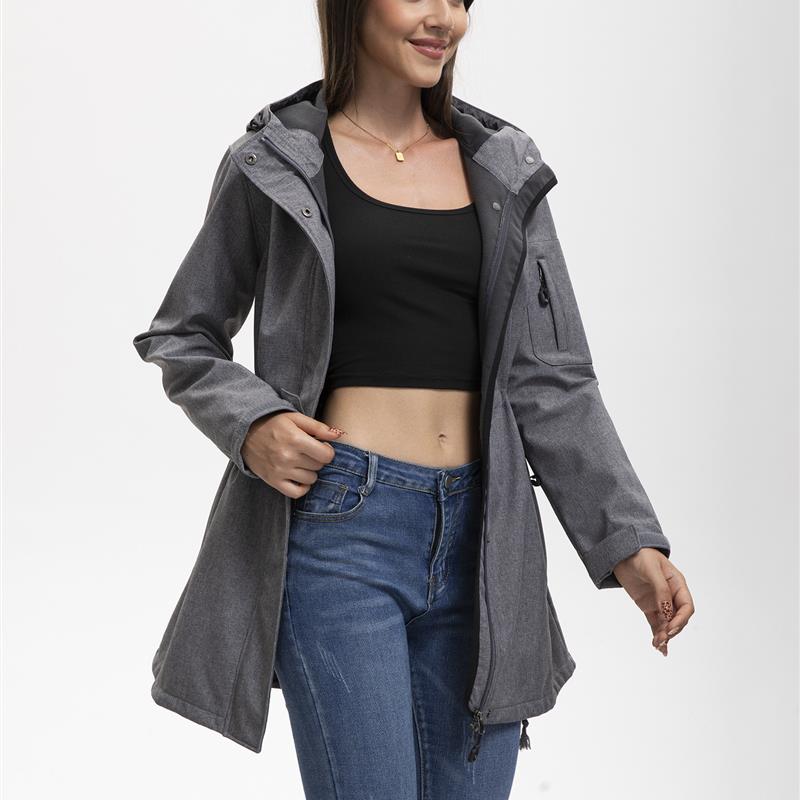 A dark gray, bag-and-cap-and-coat lady with a velvet coat an